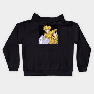 aioria of leo the gold saint in knights of the zodiac anime ecopop art Kids Hoodie